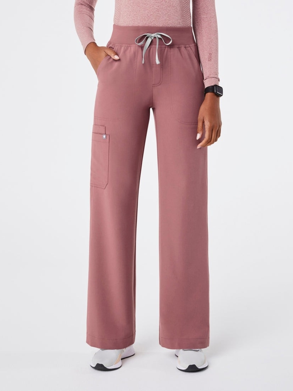 Figs Mauve Isabel High-Rise Wide-Leg Scrub Pant